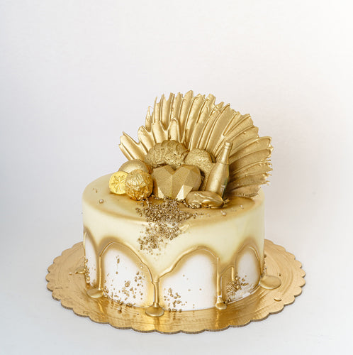 Cake 8 Celebrate in Gold and White