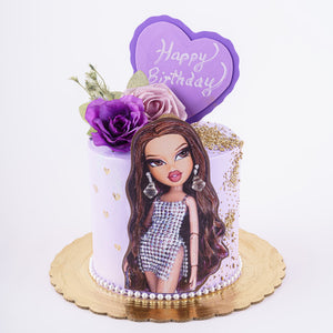 Cake 15 Birthday Star Cake in Purple and White