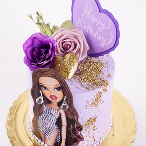 Cake 15 Birthday Star Cake in Purple and White