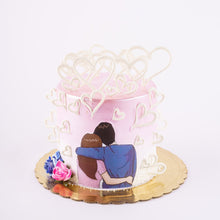 Load image into Gallery viewer, Cake 20 Man and Woman Pink Cake with Hearts