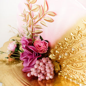 Cake 3 Gold and Pink with Flowers