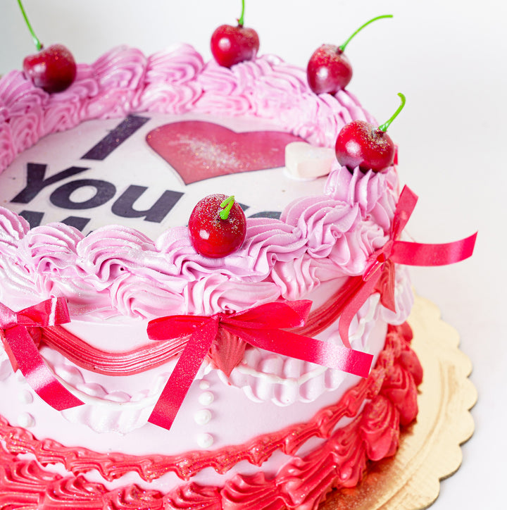 Cake 10 Red and White Cake with Cherries