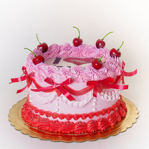 Cake 10 Red and White Cake with Cherries