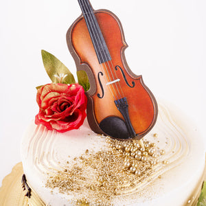 Cake 22 Gold and White Cake with Violin Accent