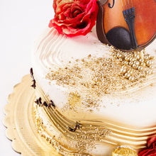 Load image into Gallery viewer, Cake 22 Gold and White Cake with Violin Accent