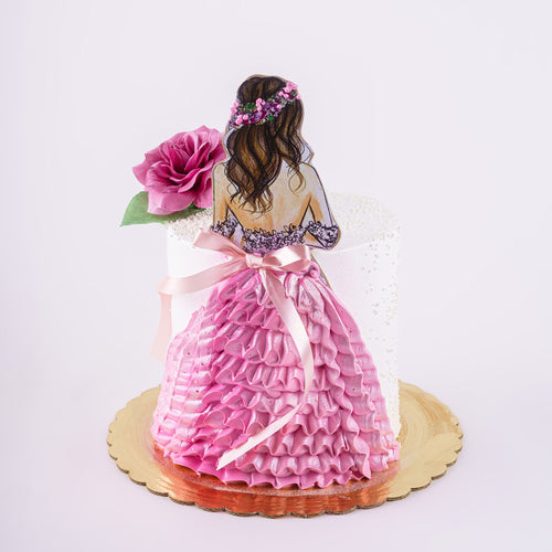 Cake 24 Young Lady in Pink Dress Cake