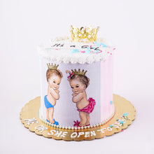 Load image into Gallery viewer, Cake 21 Baby Girl and Boy with Crown Gender Reveal Cake