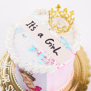Cake 21 Baby Girl and Boy with Crown Gender Reveal Cake