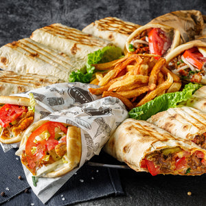 Shawarma and Gyro Family Platter  (24 PIECE) with French Fries