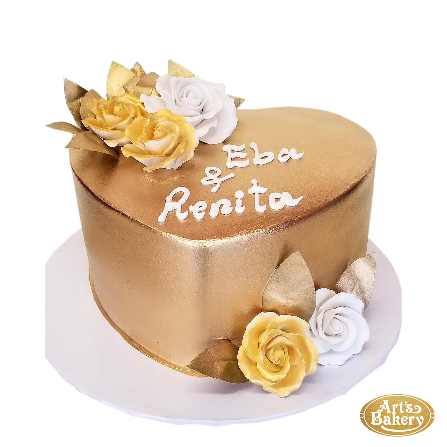 Art's Bakery Glendale | Golden Heart with Flowers Cake 34