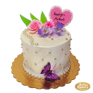 Golden Sided Bead and Flower Cake 02