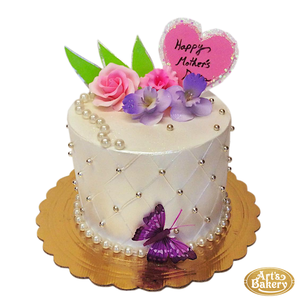 Golden Sided Bead and Flower Cake 02