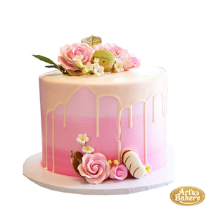 Pink flower cake deals