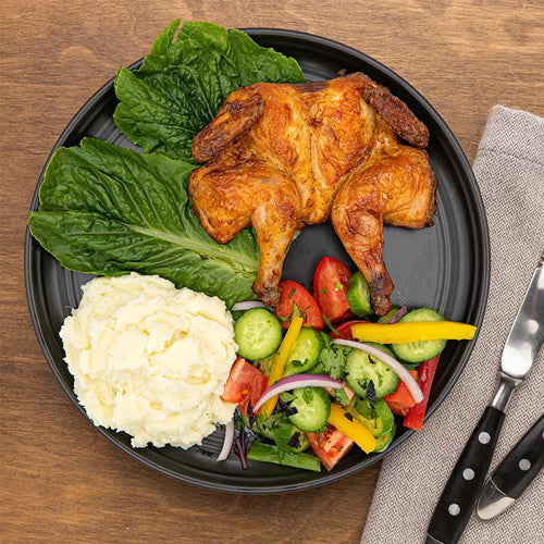 Oven Baked Cornish Hen Chicken with 2 Sides