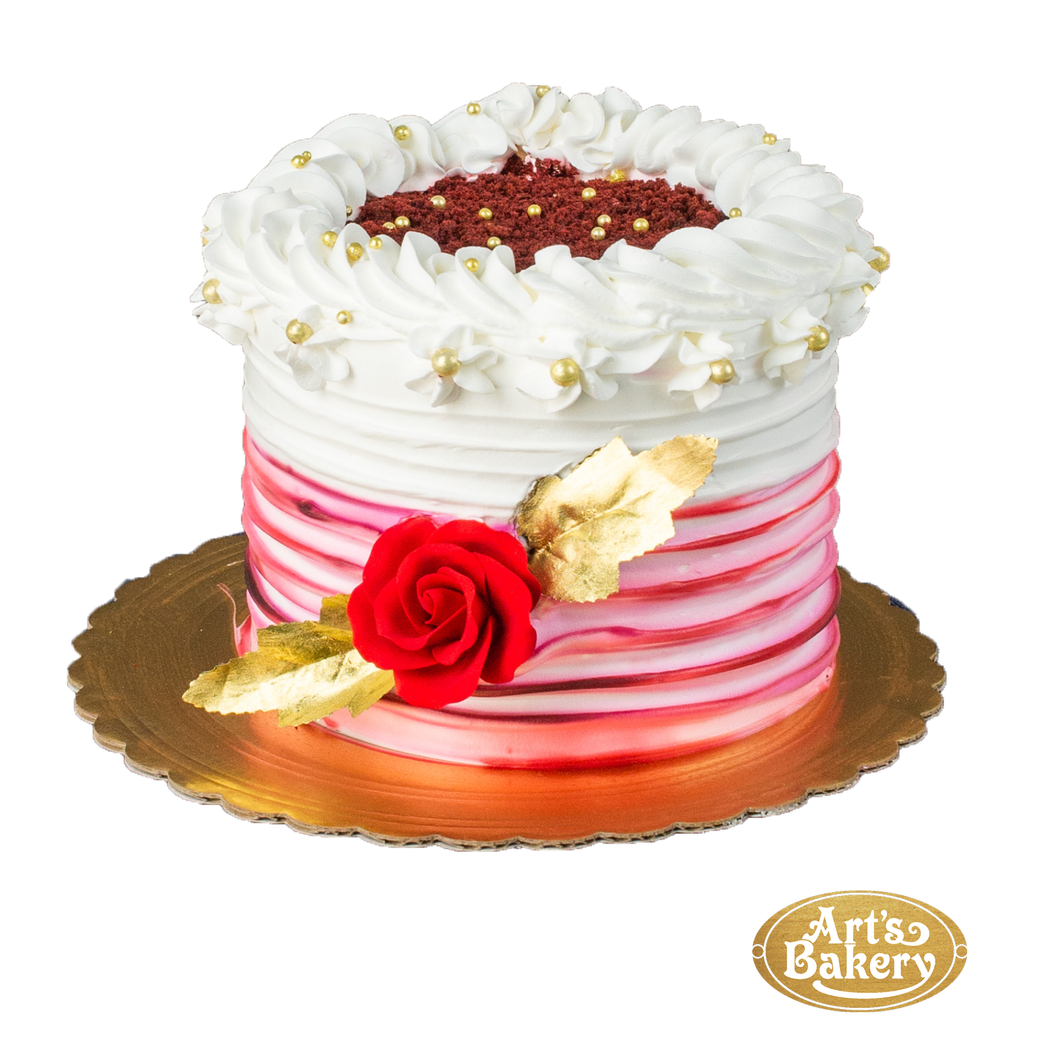 Red Rose With Gold Pearls 204