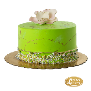 Lime Green Cake With Pink Rose 326