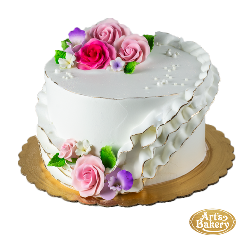 White Cake with Roses 323