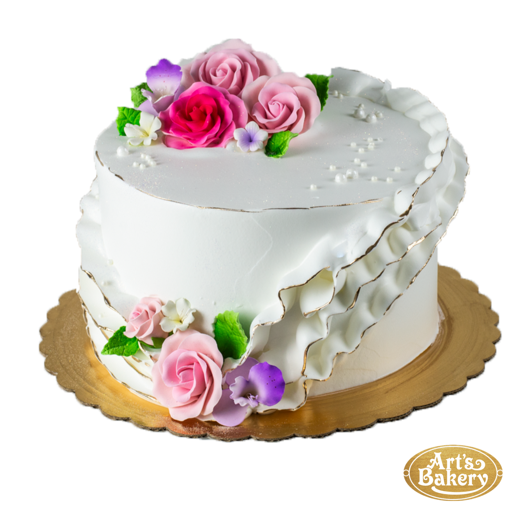 White Cake with Roses 323