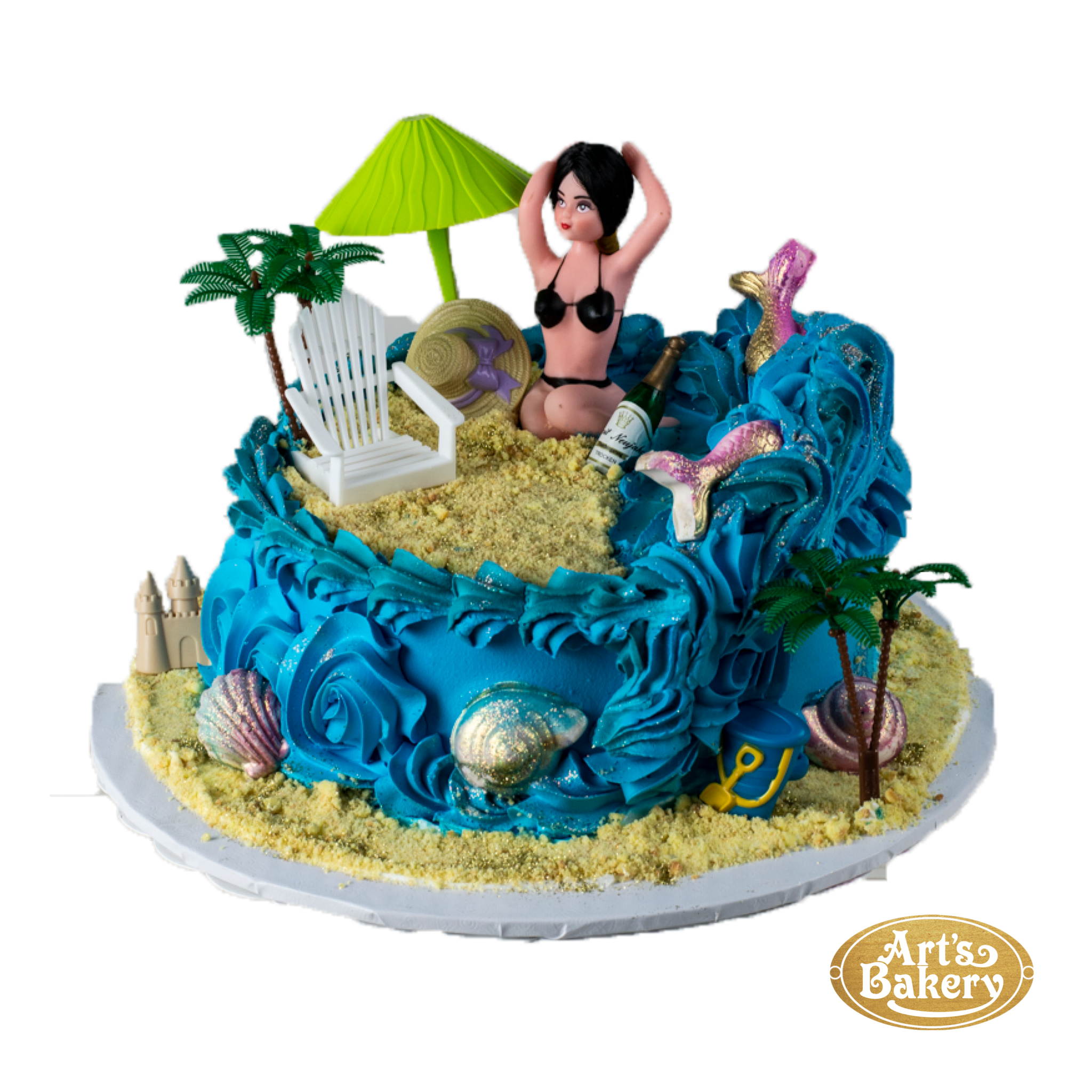 I made this beach themed cake for my mom's birthday today! :  r/cakedecorating